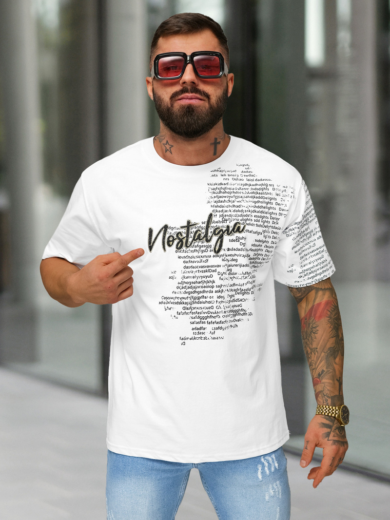 T-shirt męski loose fit biały OZONEE O/YN2/631