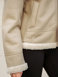 Жіноча шкіряна куртка Бежева OZONEE JS/11Z8178