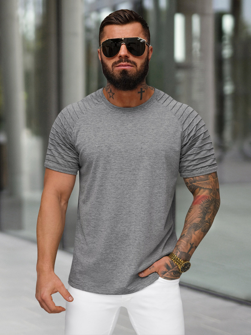 T-shirt męski grafitowy OZONEE JS/8T88/5Z