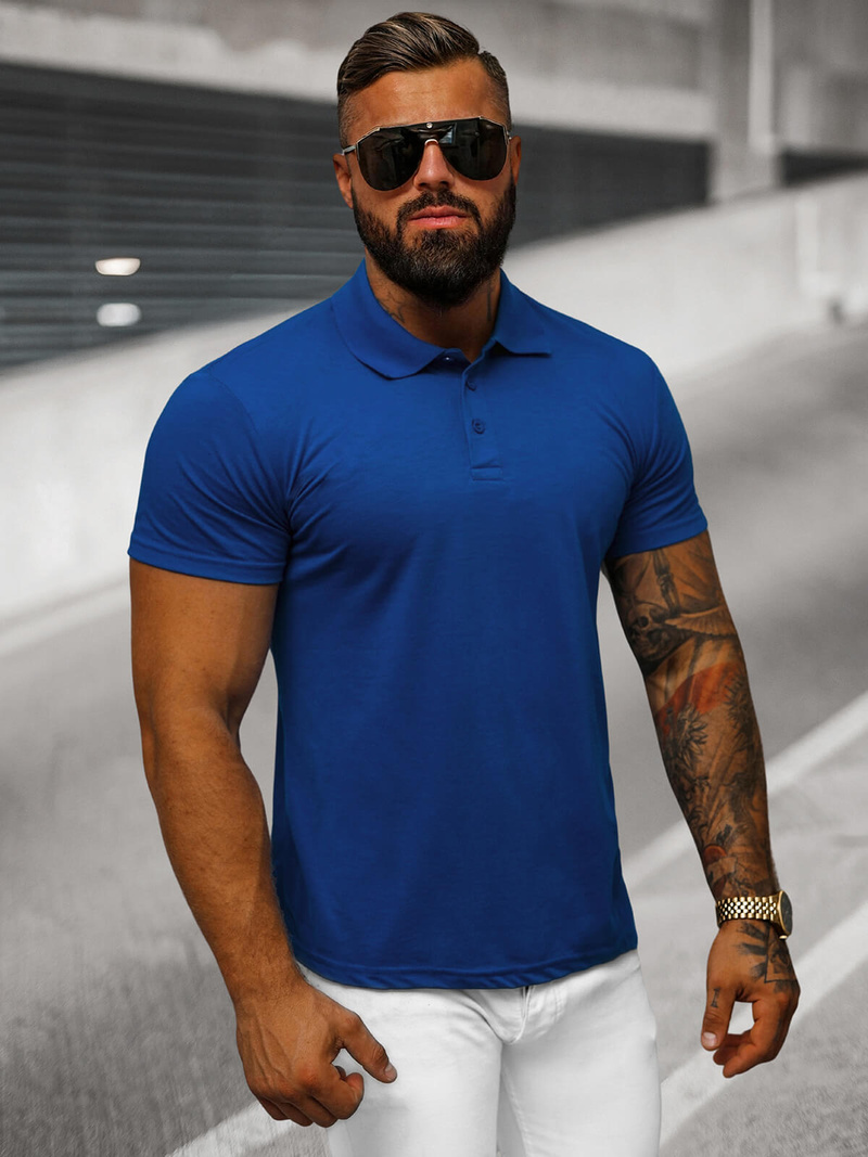 Koszulka męska polo chabrowa OZONEE JS/8T80/65Z