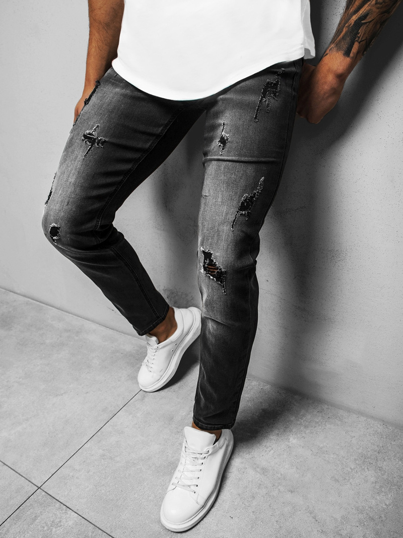 Spodnie jeansowe męskie czarne OZONEE NB/MP0016N