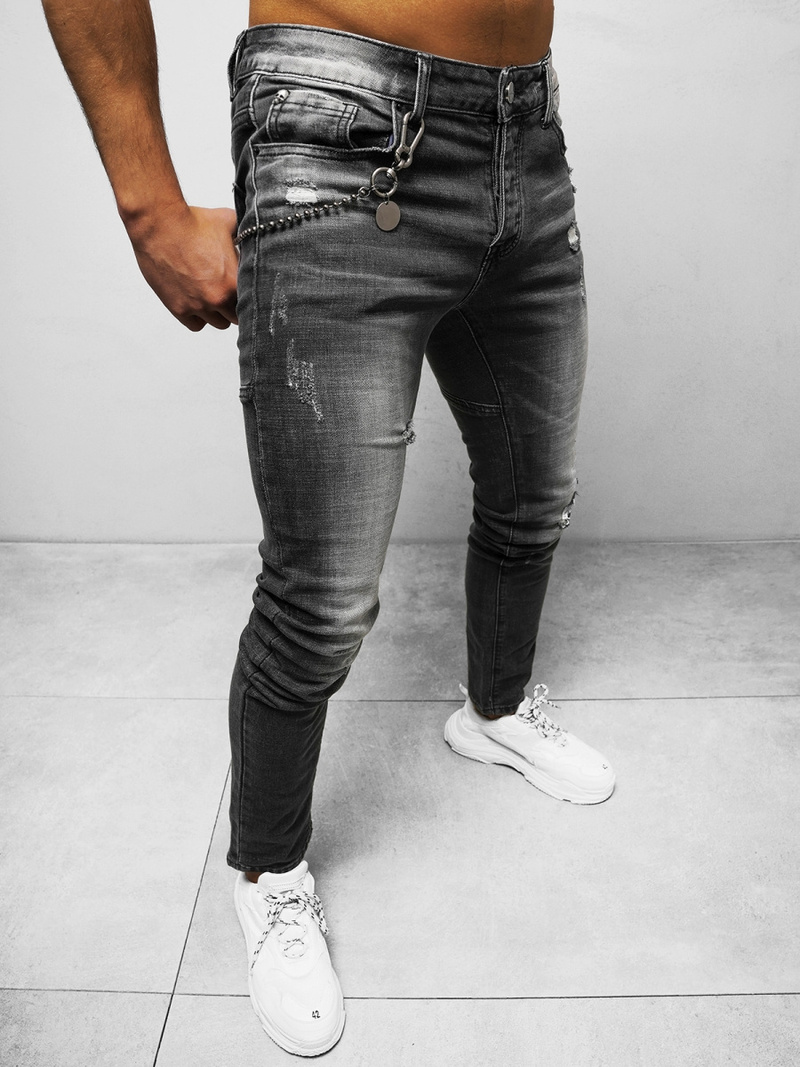 Spodnie jeansowe męskie czarne OZONEE NB/MP0051N