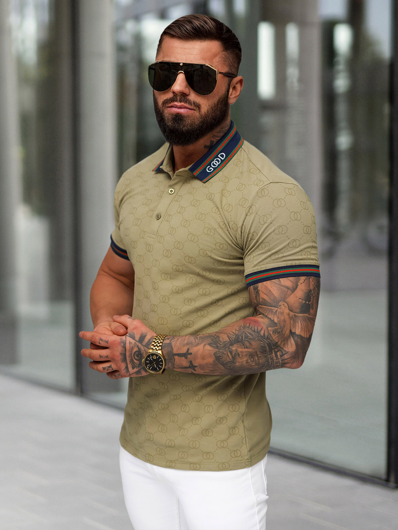 Koszulka męska polo beżowa OZONEE O/QQ1359