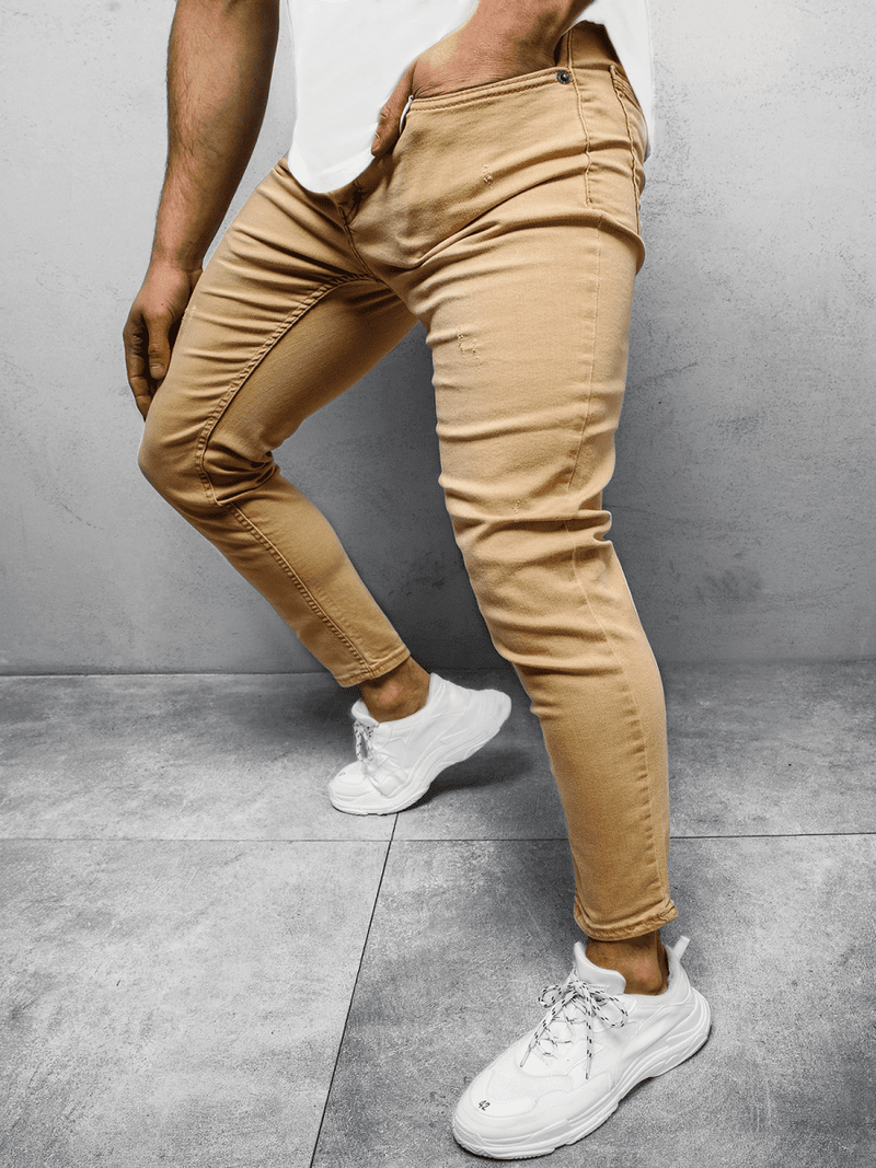 Spodnie jeansowe męskie beżowe OZONEE O/4643