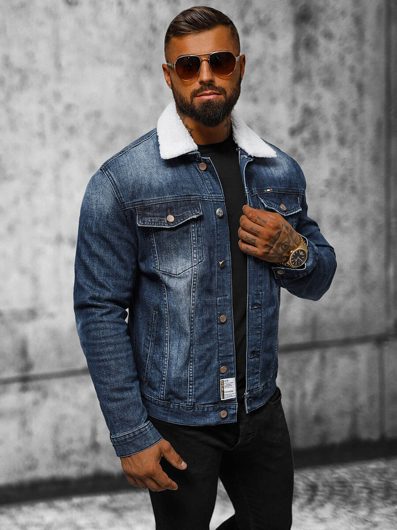 Чоловіча джинсова куртка tемно-cиня OZONEE NB/MJ516BSZ