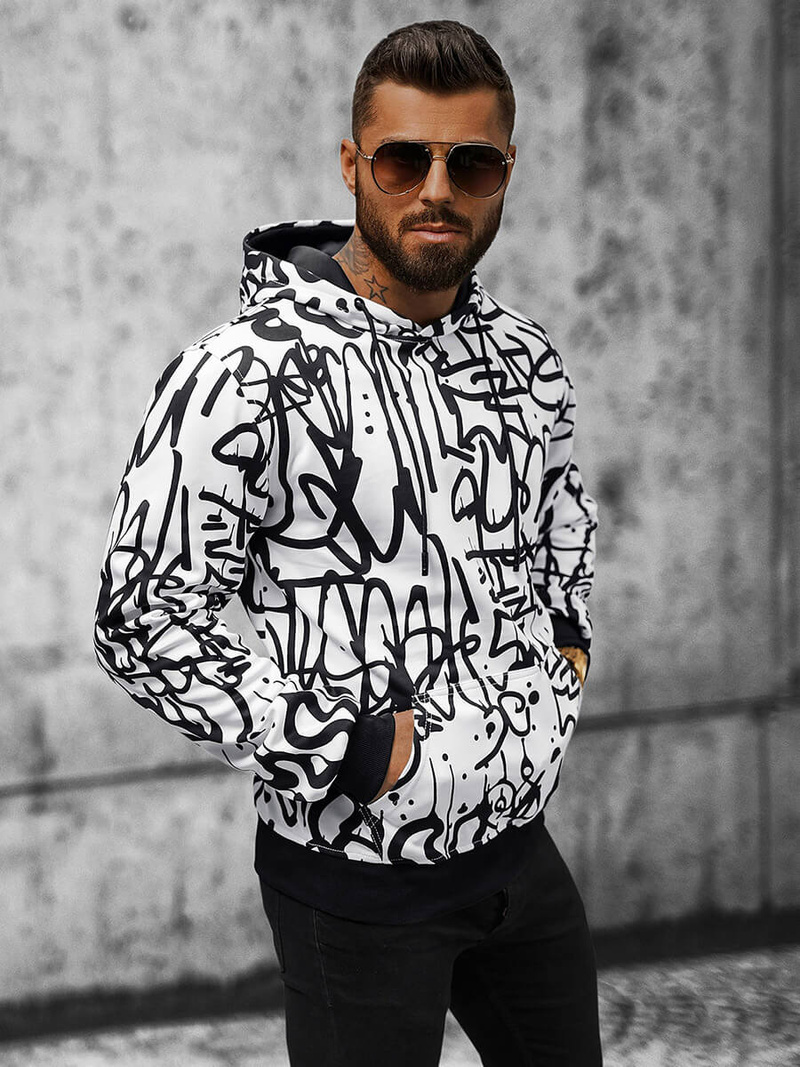 Bluza z kapturem męska biała OZONEE JS/8B1151/1