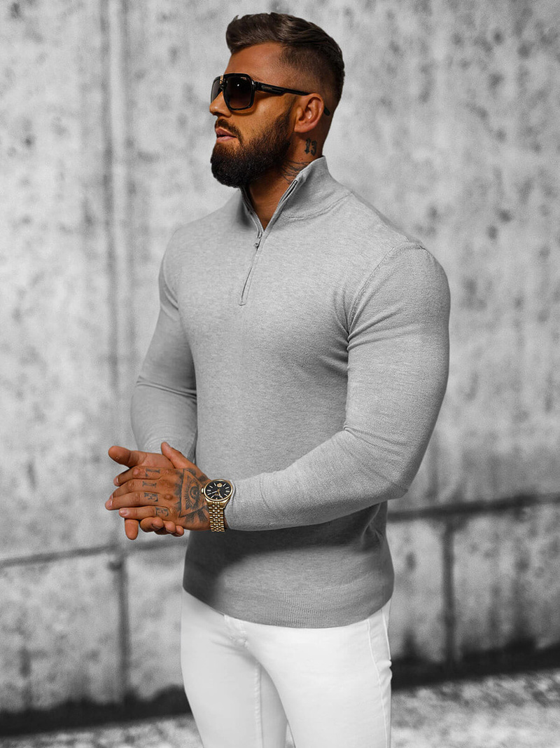 Светр чоловічій ciрий OZONEE NB/MM6007/2Z