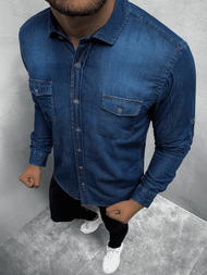 Koszula męska jeansowa ciemno-niebieska OZONEE O/C99