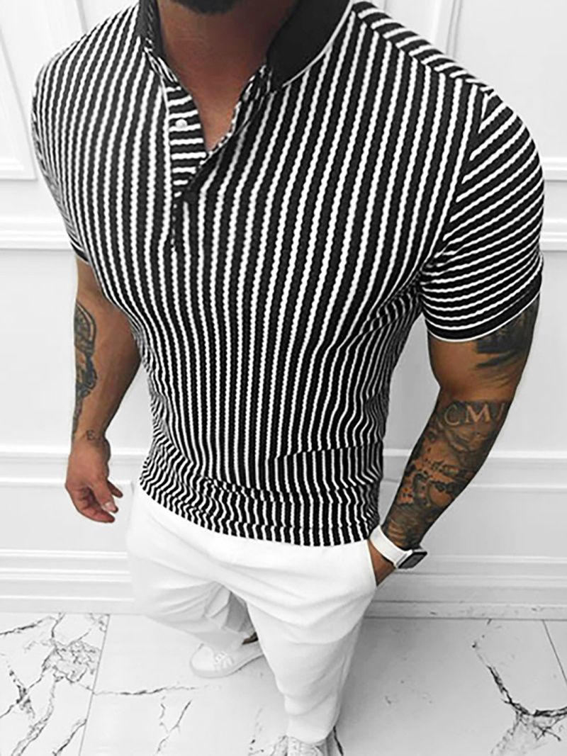 Koszulka polo męska czarno-biała OZONEE E/1749