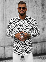 Сорочка чоловіча біло-чорна OZONEE E/9000/16