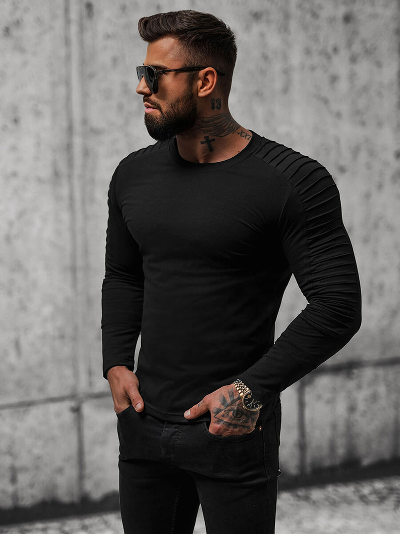 Longsleeve męski czarny OZONEE O/B262