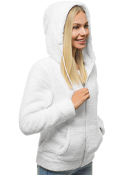 Bluza damska rozpinana z kapturem biała OZONEE JS/HH007/45
