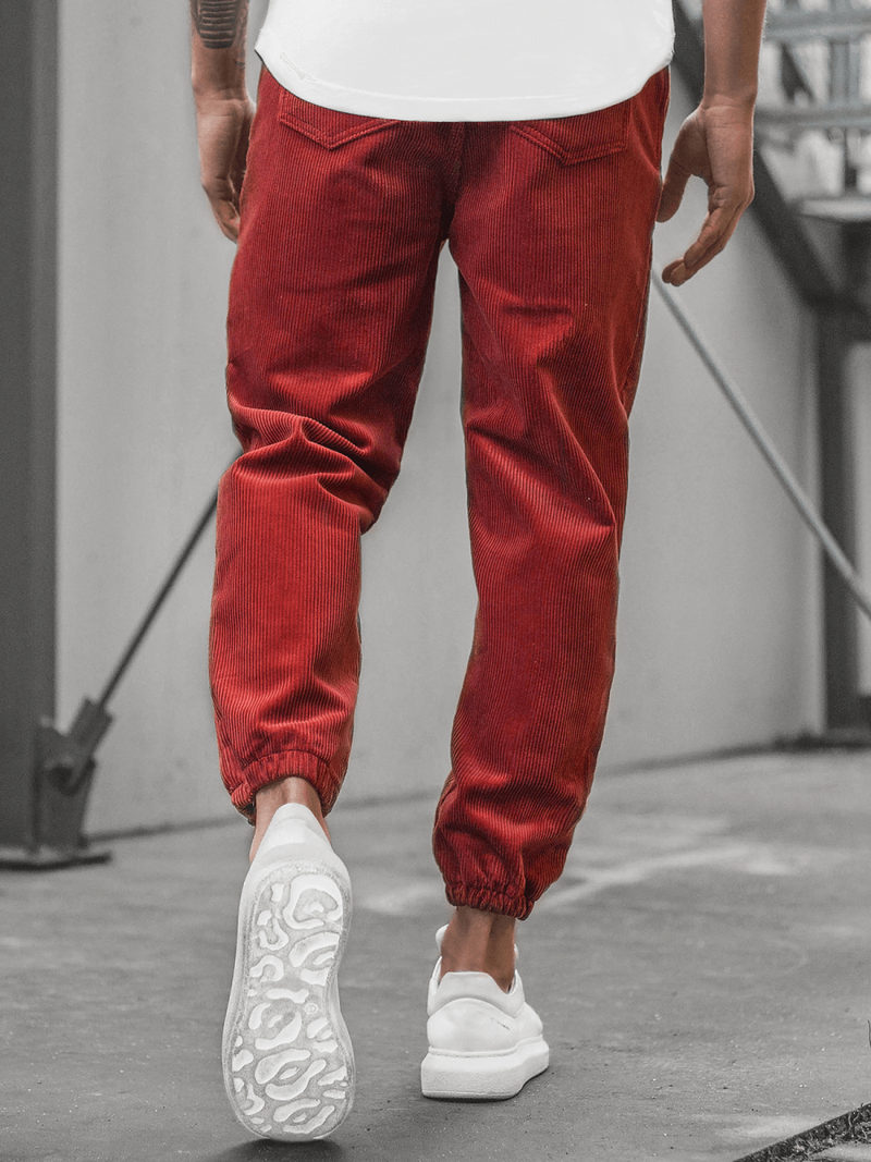 Spodnie męskie sztruksowe bordowe OZONEE R/4083