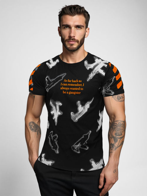 T-shirt męski czarny OZONEE O/MPO3471Z