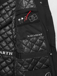 Kurtka zimowa damska długa pikowana czarna OZONEE O/W377Z