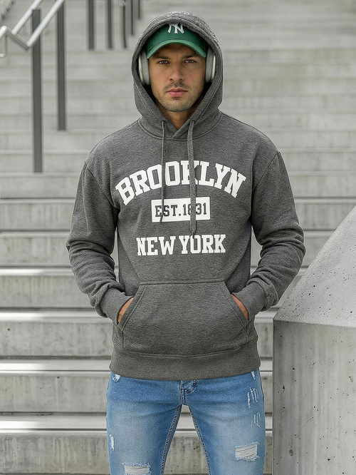 Bluza z kapturem męska grafitowa OZONEE JS/8B1767/5Z