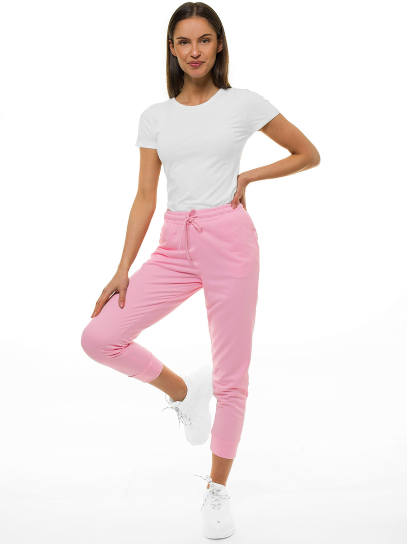 Spodnie dresowe damskie jasnoróżowe OZONEE O/MB2002/21