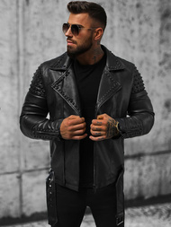 Kurtka skórzana męska czarna OZONEE O/8902