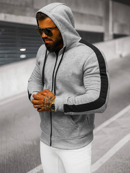 Bluza męska z kapturem rozpinana szara OZONEE JS/8B1335/2