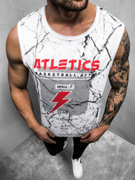 Koszulka męska bez rękawów biała OZONEE JS/SS11028Z