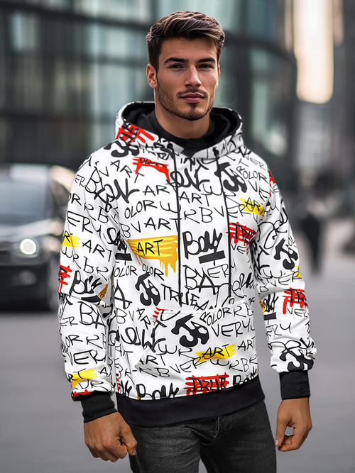 Bluza z kapturem męska biała OZONEE JS/8B1251/1Z