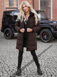 Kurtka zimowa damska pikowana czekoladowa OZONEE JS/16M9302/158Z