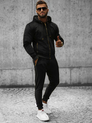 Komplet dresowy męski welurowy czarny OZONEE O/12137