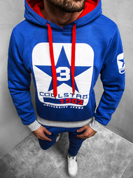 Bluza męska z kapturem niebieska js/y10001bz