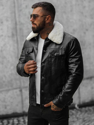 Kurtka skórzana męska czarna OZONEE O/8830/1