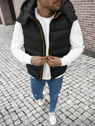 Kamizelka męska pikowana z kapturem czarna OZONEE N/6875/1Z