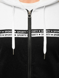 Bluza z kapturem rozpinana damska biało-czarna OZONEE JS/B26044