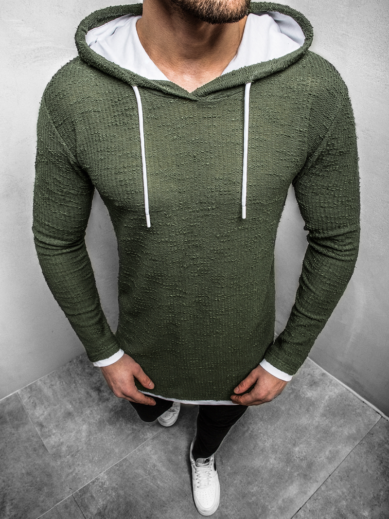 Bluza męska z kapturem ciemno-zielona OZONEE O/1252Z