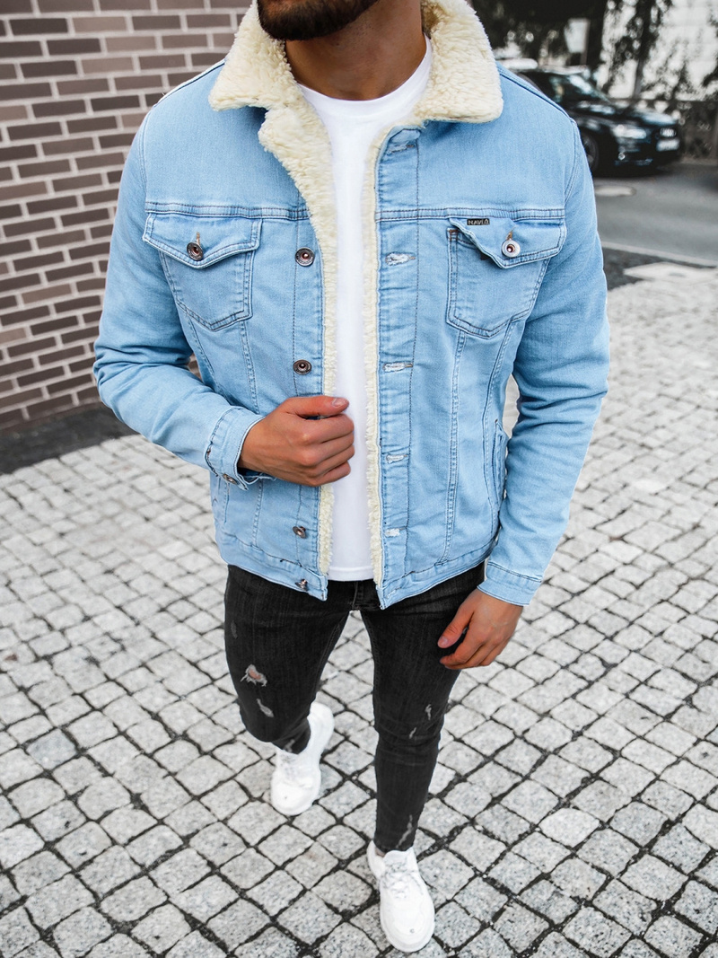 Kurtka męska jeans jasnoniebieska OZONEE BN/7274