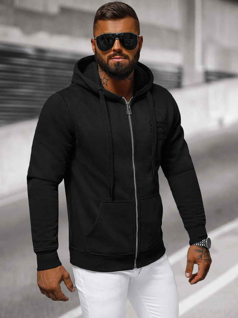 Bluza męska z kapturem rozpinana czarna OZONEE NB/MF2003