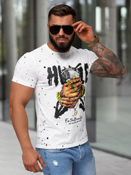 T-shirt męski slim fit biały OZONEE JS/8B1389/1