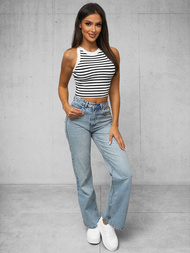 Top damski na ramiączkach biało/czarny OZONEE O/JK6557