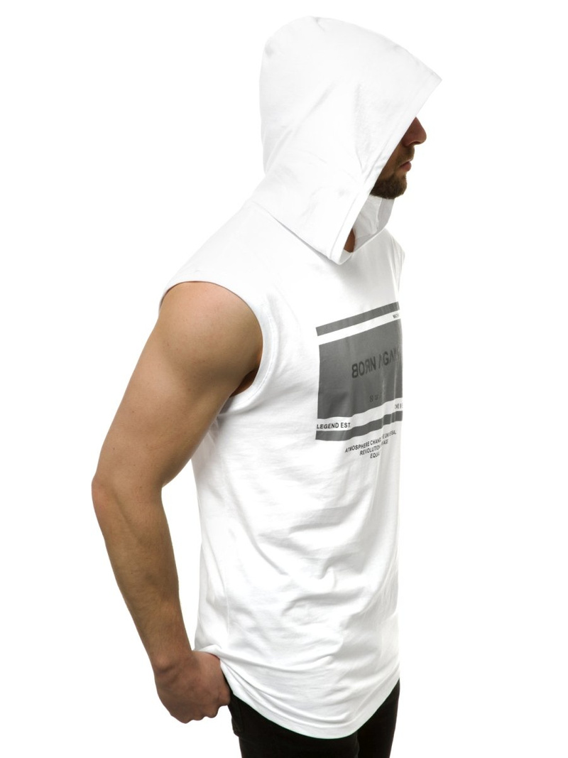 T-Shirt bez rękawów męski biały OZONEE MACH/M1152