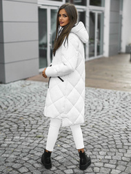 Kurtka zimowa damska długa pikowana biała OZONEE JS/5M3168/281Z