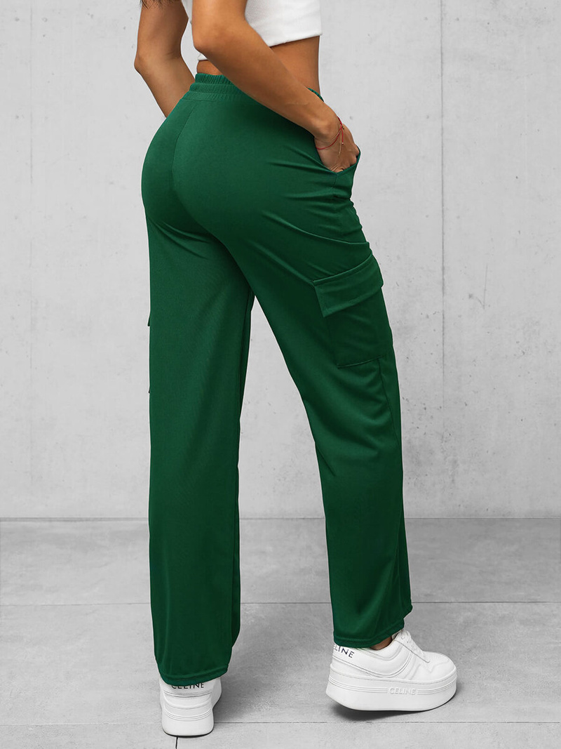 Spodnie damskie z szeroką nogawką zielone OZONEE O/HGM6616