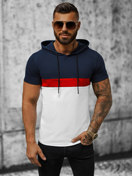 T-Shirt męski z kapturem granatowy OZONEE JS/8T982