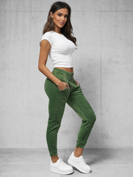 Spodnie dresowe damskie welurowe khaki OZONEE O/CR98108
