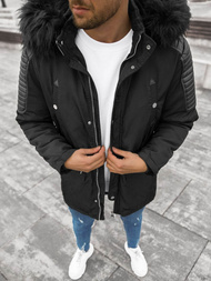 Kurtka zimowa męska parka z futerkiem czarna OZONEE O/88853Z 