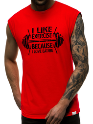 Koszulka bez rękawów męska czerwona OZONEE MACH/M1210