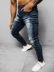 Spodnie jeansowe męskie ciemno-niebieskie OZONEE NB/MP0002BS