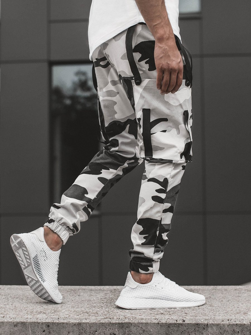 Spodnie męskie chino joggery czarno-białe OZONEE O/11102