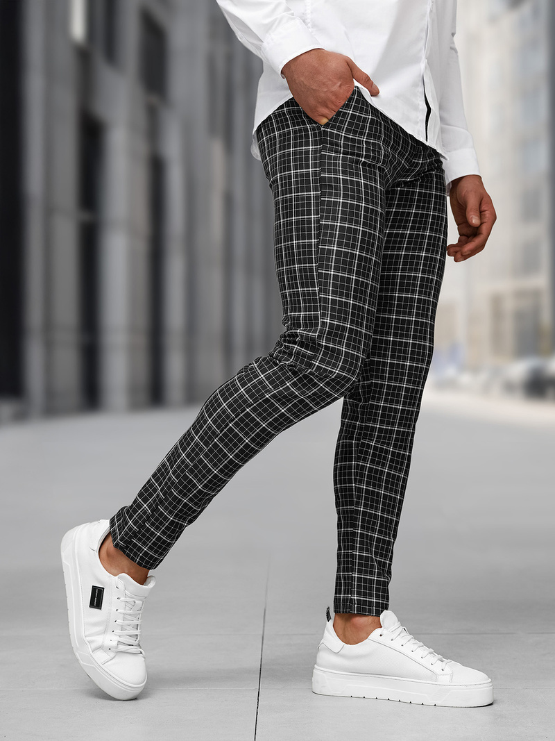 Spodnie męskie chino materiałowe czarne OZONEE DJ/5515Z