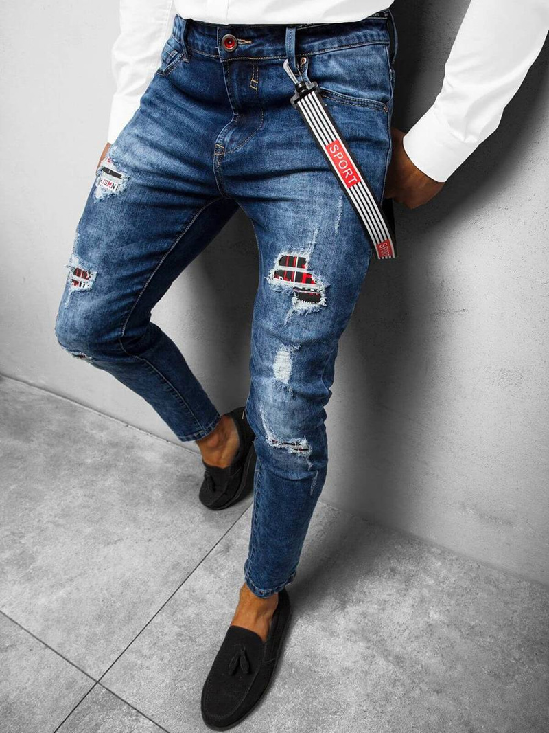 Spodnie jeansowe męskie niebieskie OZONEE DR/TF075