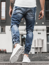 Spodnie jeans jogger męskie ciemno-niebieskie OZONEE G/1067