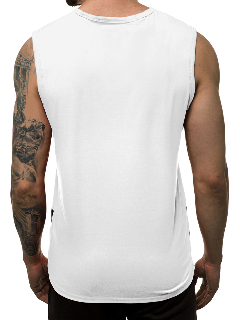T-Shirt męski bez rękawów biały OZONEE JS/SS11081