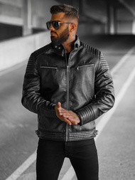 Kurtka skórzana męska czarna OZONEE JS/11Z8063